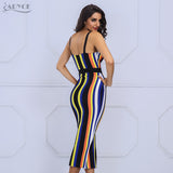 Spaghetti Strap Candy Color Striped  Dress