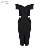 Black Off the Shoulder Hollow Out V Neck Dress