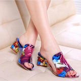 Colorful Rhinestone crystals Heels peep Toe Summer women's Shoes