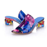 Colorful Rhinestone crystals Heels peep Toe Summer women's Shoes