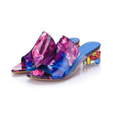 Colorful Rhinestone crystals Heels peep Toe Summer women's Shoes