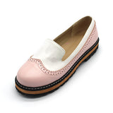 Slip On Flat Cute Bow Tie Lace Shallow Mouth Ladies Platform Shoes