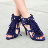 Sexy Women's Shoes Tassel High Heels Rivets