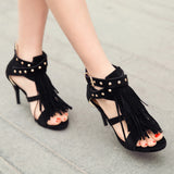 Sexy Women's Shoes Tassel High Heels Rivets