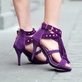 Sexy Women's Shoes Tassel High Heels Rivets