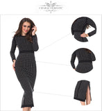 Black Long Sleeve Beading Midi Dress