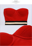 Gold Red Patchwork Strapless Prom Bodycon Dress