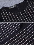 Black Long Sleeve Beading Midi Dress