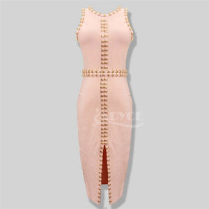 Sleeveless Beading Sexy Split Midi Women Dress
