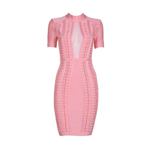 Mesh High Neck Bandage Dress