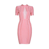 Mesh High Neck Bandage Dress