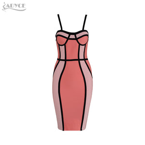 Striped Pink&Apricot Vestidos Spaghetti Strap Back Zipper Dress