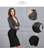 Studded Rivet Vestidos Deep V-Neck Knee-Length Dress