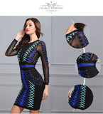 Mesh Patchwork O-neck Mini Dresses