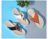 Women Wedge Heels Slip on Leather Platform Slipper