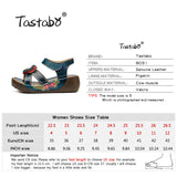 Tastabo Genuine Leather Gladiator Sandals Fashion Low Wedges Flower Summer Shoes