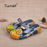 Tastabo Flower Handmade Slides Flip Flop On The Platform Clogs For Slippers