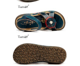 Tastabo Genuine Leather Gladiator Sandals Fashion Low Wedges Flower Summer Shoes