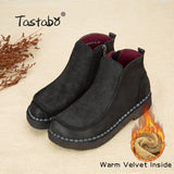 Handmade For Women Genuine Leather Ankle Vintage Mom Round Toes Martin Boots