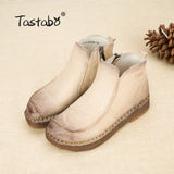 Handmade For Women Genuine Leather Ankle Vintage Mom Round Toes Martin Boots