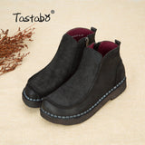 Handmade For Women Genuine Leather Ankle Vintage Mom Round Toes Martin Boots