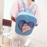 PVC Transparent Love Heart Shape Candy Color Women Backpack