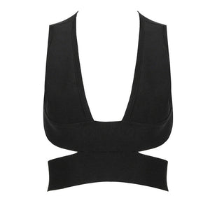 Strap Kim Kardashian Ladies black red white Deep Sexy V neck Knitted Crop Tops
