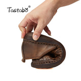 Tastabo Genuine Leather Oxford Shoes For Women Round Toe Lace-Up Casual Shoes