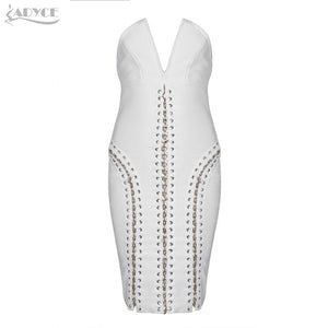 V-Neck Lace Up hollow out Bandage Dress