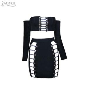 Hollow Out Crop Tops&Skirt Dress Set