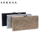 SEKUSA Women Diamond Rhinestone Clutch Crystal Chain Shoulder Small Purse Wedding Purse Party Evening Bags