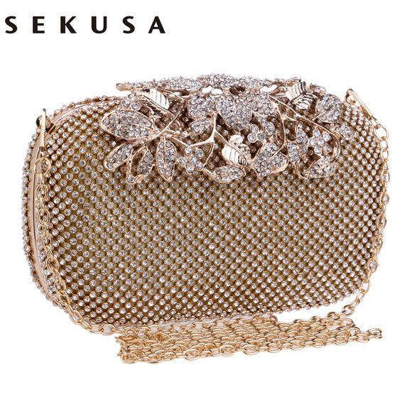 SEKUSA Flower Crystal Evening Bag