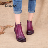 Handmade For Women Genuine Leather Ankle Vintage Mom Round Toes Martin Boots