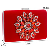SEKUSA Flower Rhinestones Red Black Purple Gold Chain Shoulder Bags Metal Day Clutches Purse Wedding Wallets