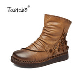 Retro Handmade Ankle Flat Boots