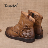 Retro Handmade Ankle Flat Boots