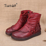 Retro Handmade Ankle Flat Boots