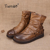 Retro Handmade Ankle Flat Boots