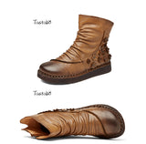 Retro Handmade Ankle Flat Boots