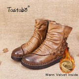 Retro Handmade Ankle Flat Boots