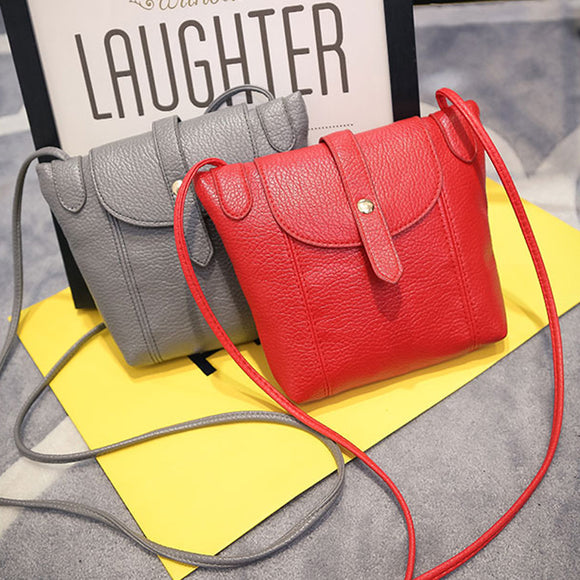 Women's PU Leather Small Messenger Crossbody Shoulder Candy Color Handbag
