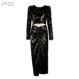 Sexy Sequins Crop Tops&Skirt Dress Sets