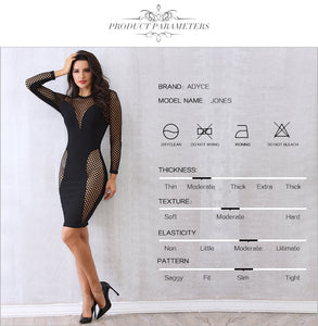 Black Hollow Out Long Sleeve Bodycon Dress