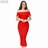 Hot Ruffles Off The Shoulder strapless Party Dress