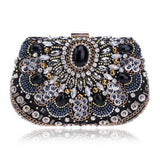 SEKUSA Crystal Evening Retro Beaded Clutch Wedding Diamond Beaded Rhinestone Small Shoulder Women's Bags
