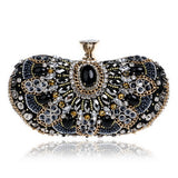 SEKUSA Crystal Evening Retro Beaded Clutch Wedding Diamond Beaded Rhinestone Small Shoulder Women's Bags