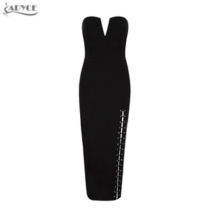 Black Strapless Side Lace Up Hem Dress