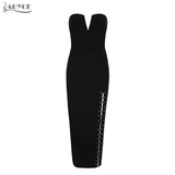 Black Strapless Side Lace Up Hem Dress