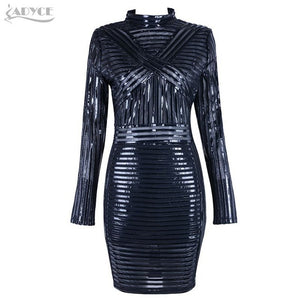 Sexy Black PU Leather Patchwork Turtleneck Dress