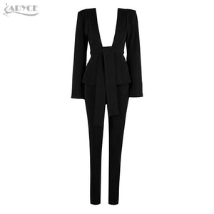 Deep V Neck Bodysuit Hollow Out Long Jumpsuit